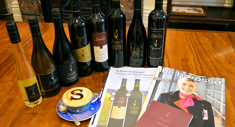Schubert Estate wines and advertisement in magazine